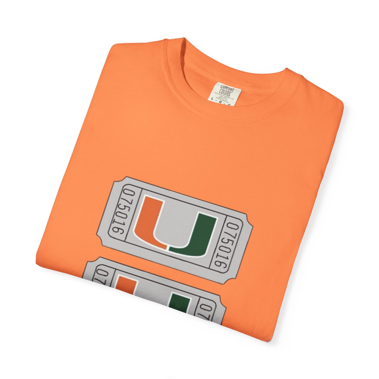 Unisex Garment-Dyed T-Shirt with Miami U Graphic - Casual Comfort for Sports Fans