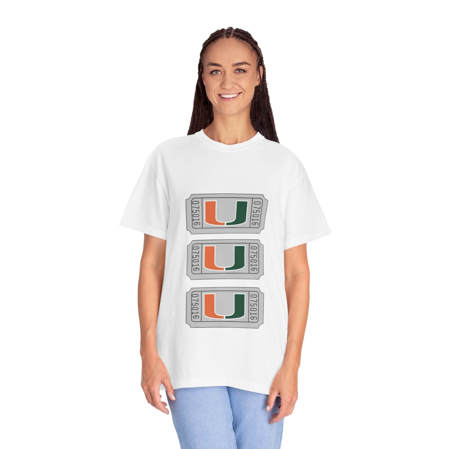 Unisex Garment-Dyed T-Shirt with Miami U Graphic - Casual Comfort for Sports Fans