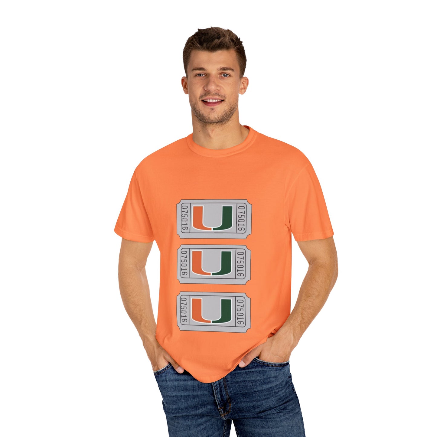 Unisex Garment-Dyed T-Shirt with Miami U Graphic - Casual Comfort for Sports Fans