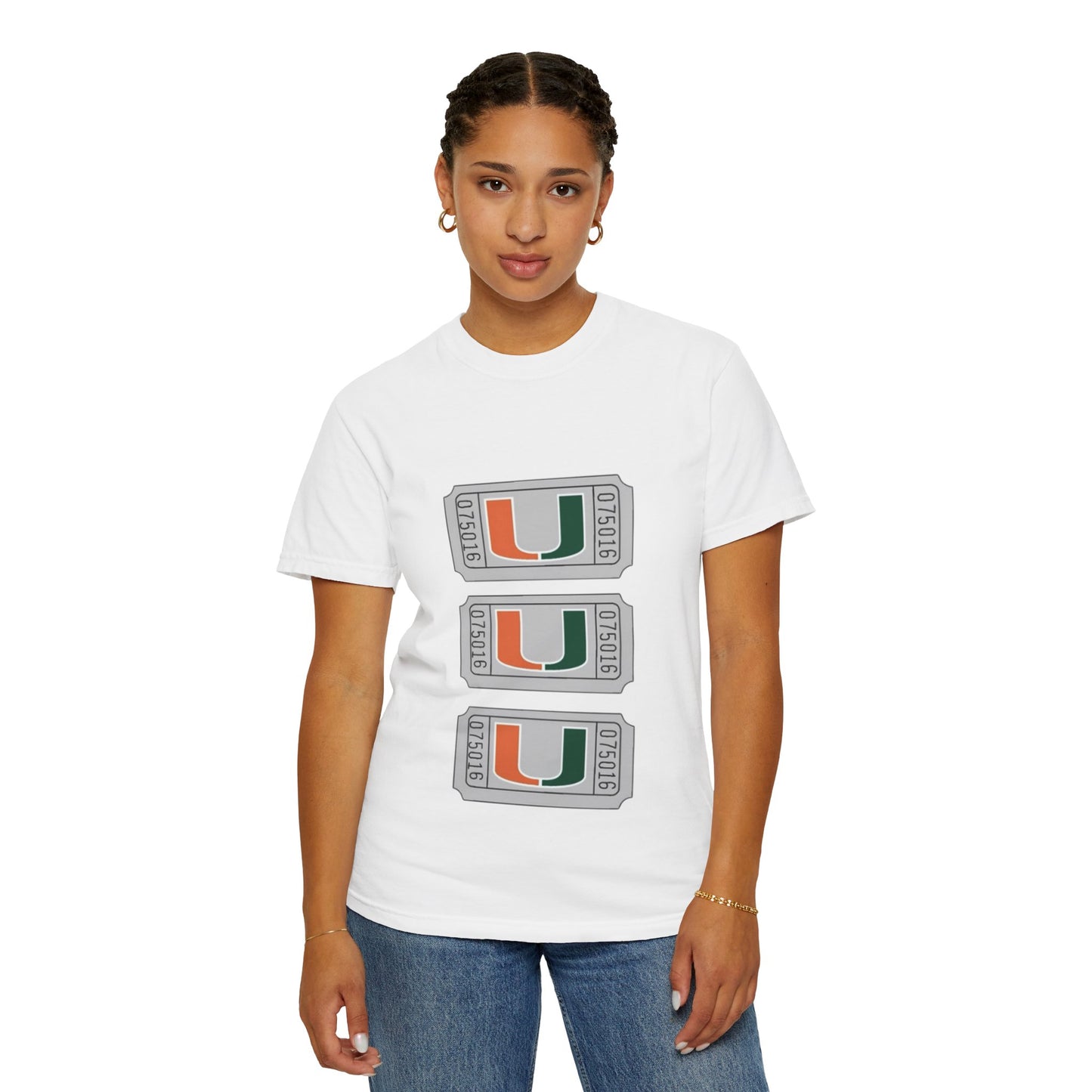 Unisex Garment-Dyed T-Shirt with Miami U Graphic - Casual Comfort for Sports Fans