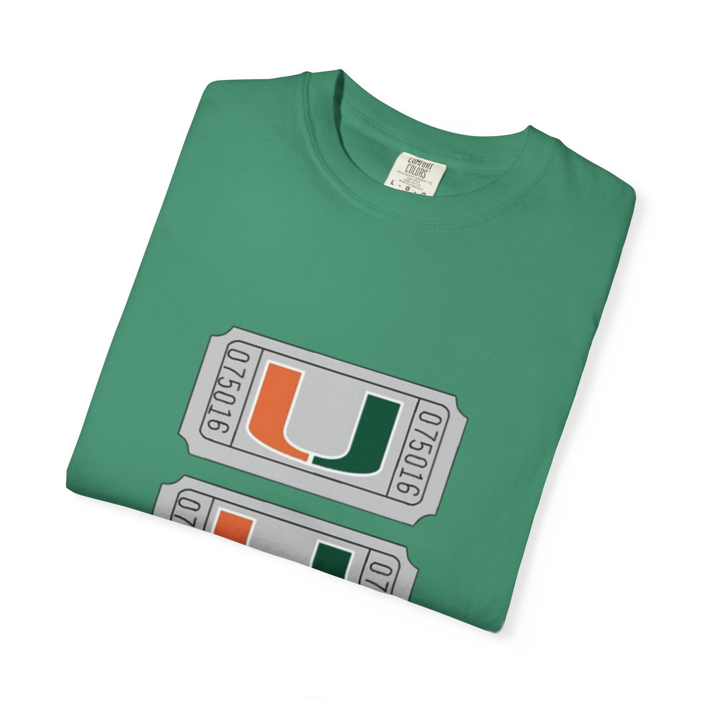 Unisex Garment-Dyed T-Shirt with Miami U Graphic - Casual Comfort for Sports Fans