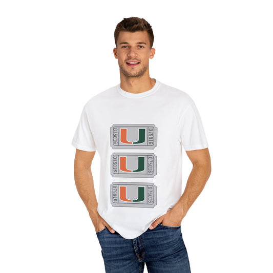 Unisex Garment-Dyed T-Shirt with Miami U Graphic - Casual Comfort for Sports Fans